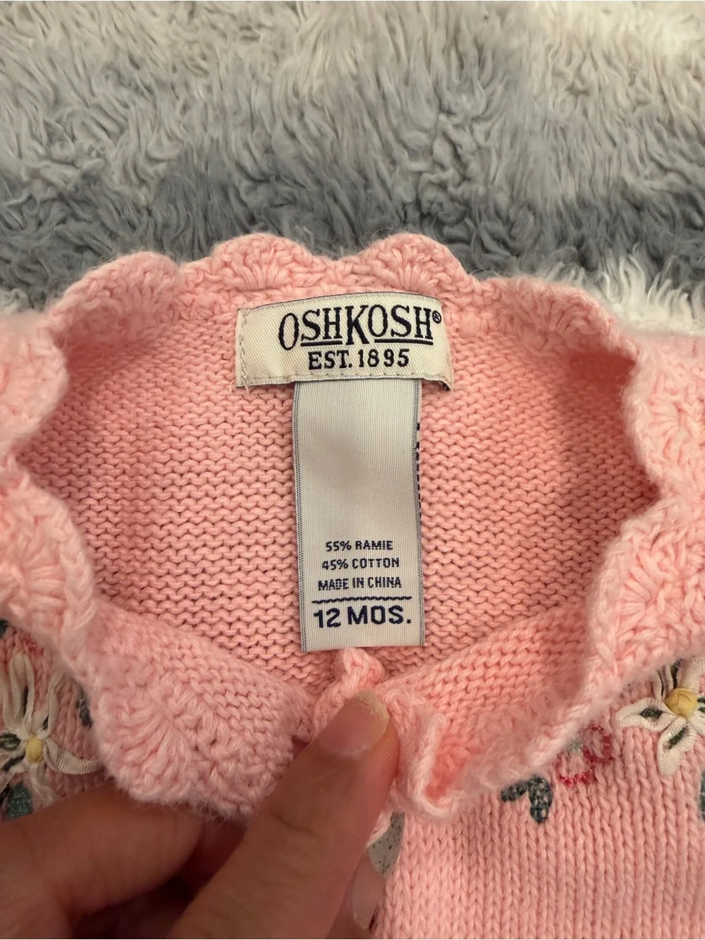 🌸 Vintage OshKosh B'gosh Pink Embroidered Knit Cardigan 12M